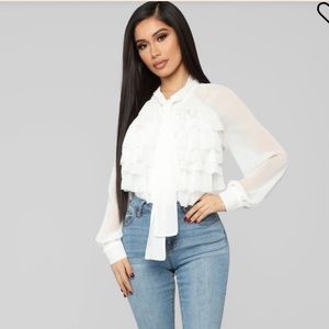 New!!!! Fashion Nova Ruffle Blouse Ivory